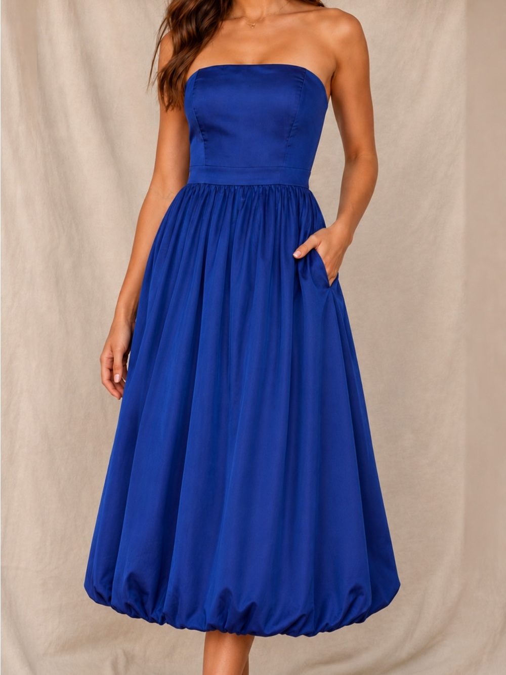 Lulus Strapless Wedding Guest Midi Dress NWT Size Medium